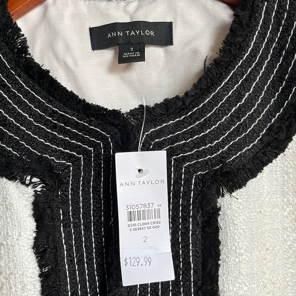 NWT Ann Taylor Black & Pearly White Jacket/Blazer SIZE 2 - Picture 2 of 7
